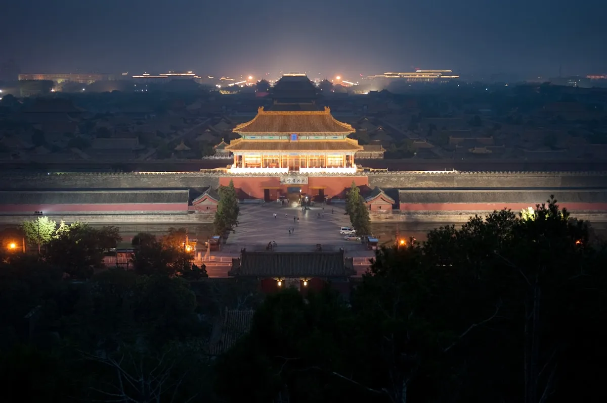 Forbidden City viewed from Jingshan Park at sunset